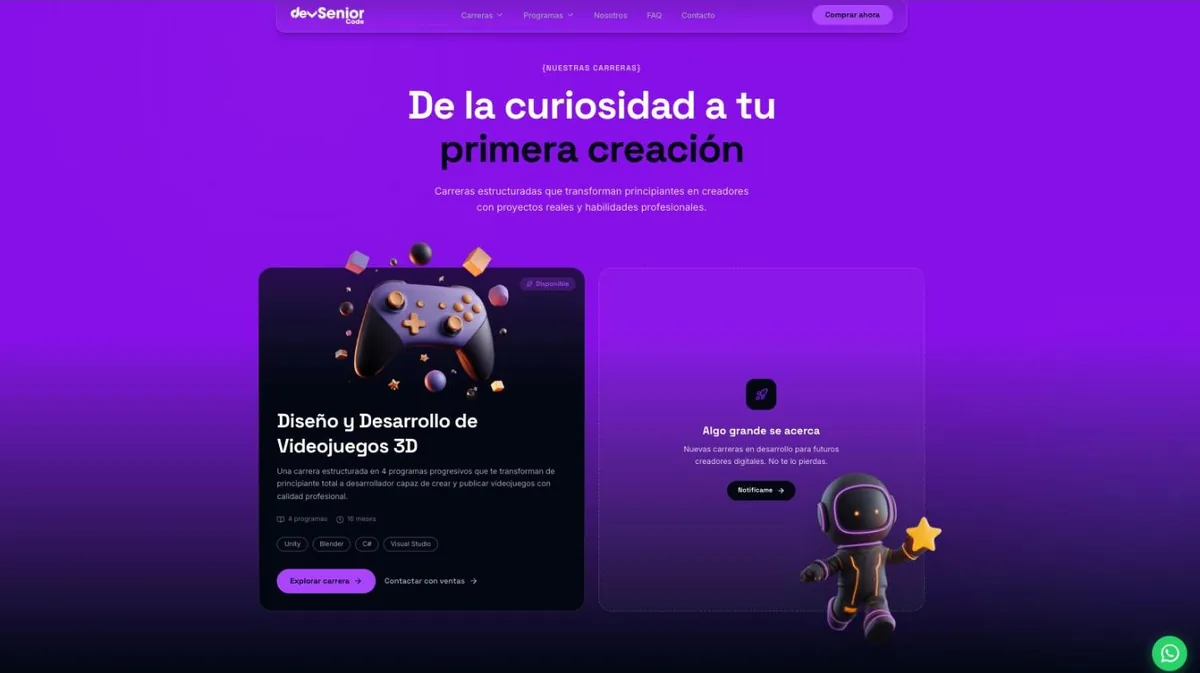 Dev Senior Code Junior: screenshot of the live product