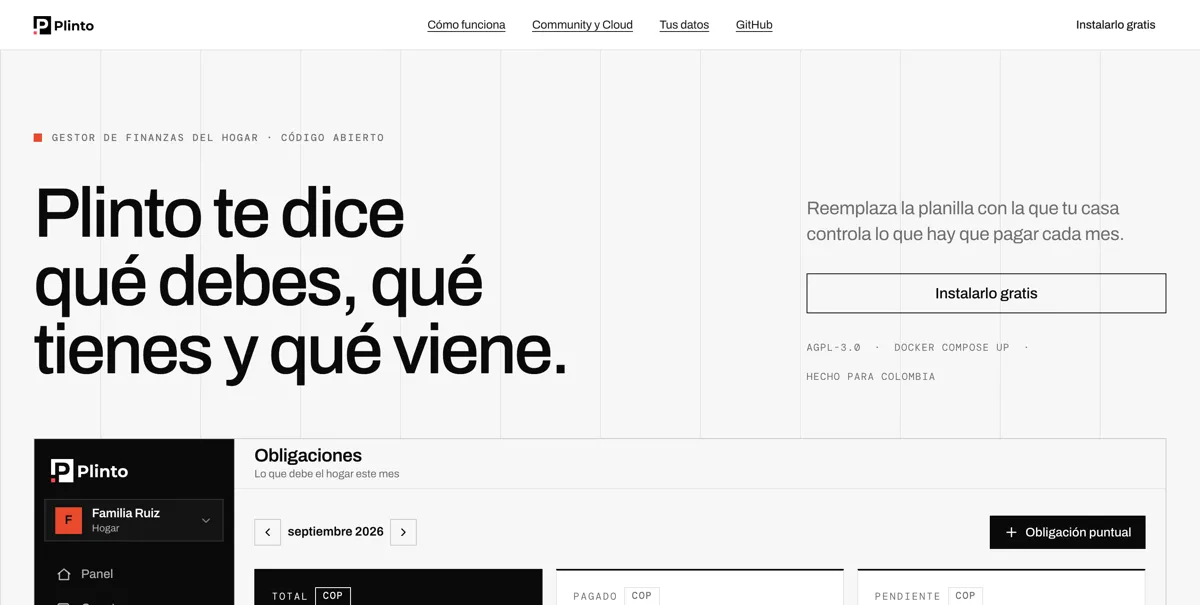 Plinto: screenshot of the live product