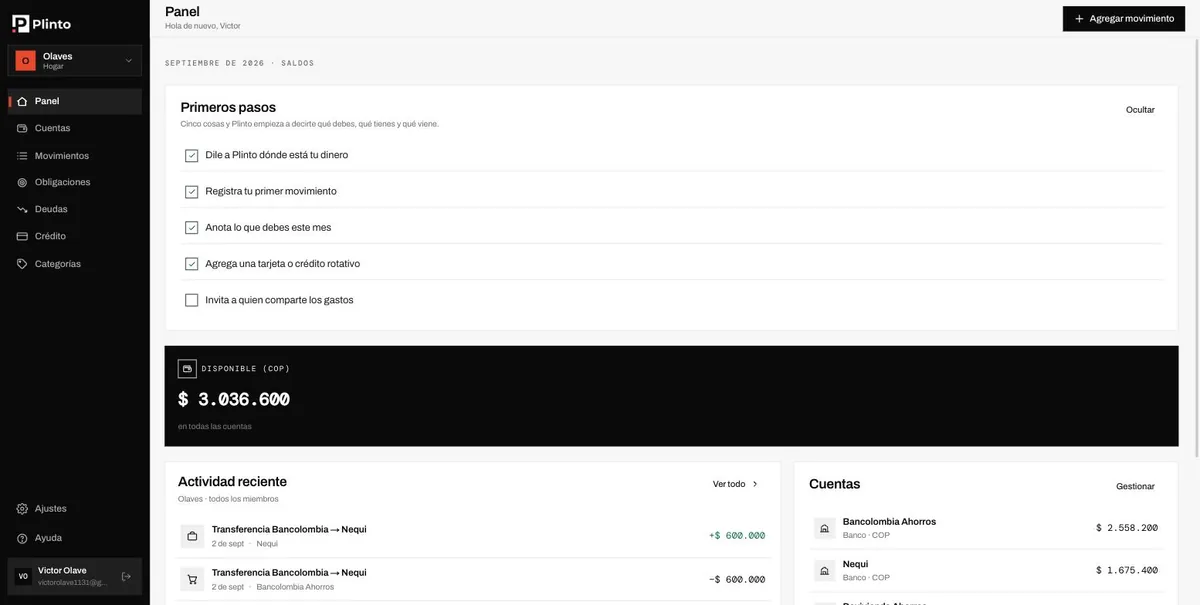 Plinto: screenshot of the live product